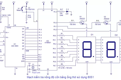 Mạch kiểm tra nồng độ cồn bằng ổng thở sử dụng 8051